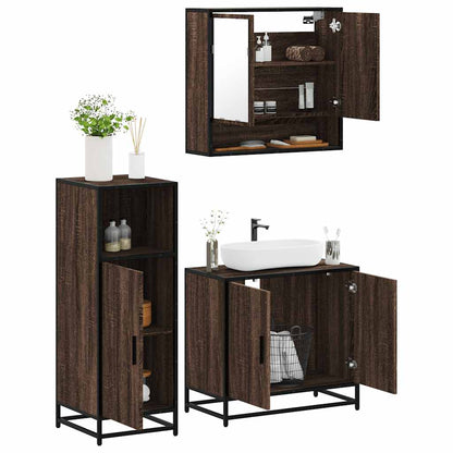 vidaXL 3-tlg. Badmöbel-Set Braun Eichen-Optik Holzwerkstoff