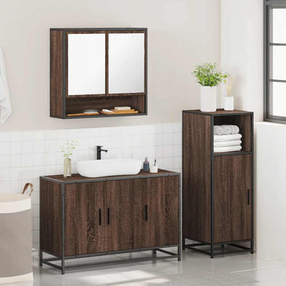 vidaXL 3-tlg. Badmöbel-Set Braun Eichen-Optik Holzwerkstoff