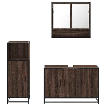 vidaXL 3-tlg. Badmöbel-Set Braun Eichen-Optik Holzwerkstoff