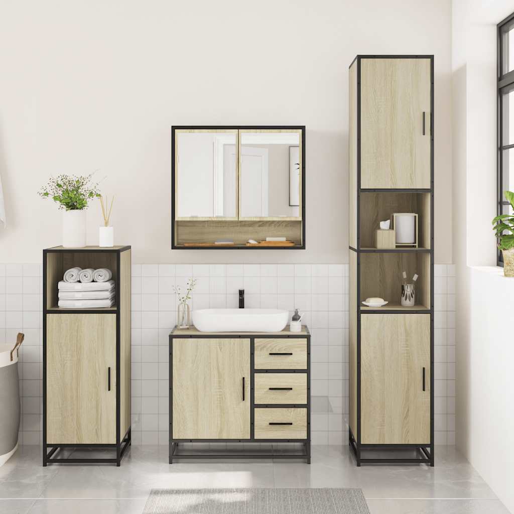 vidaXL Ensemble de meubles de salle de bain 3 pcs Chêne Sonoma Aggloméré
