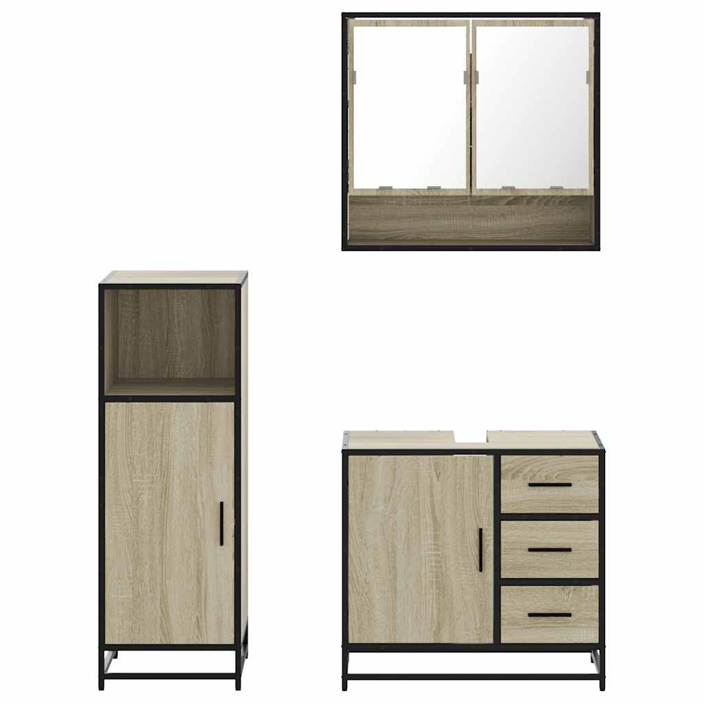 vidaXL Ensemble de meubles de salle de bain 3 pcs Chêne Sonoma Aggloméré