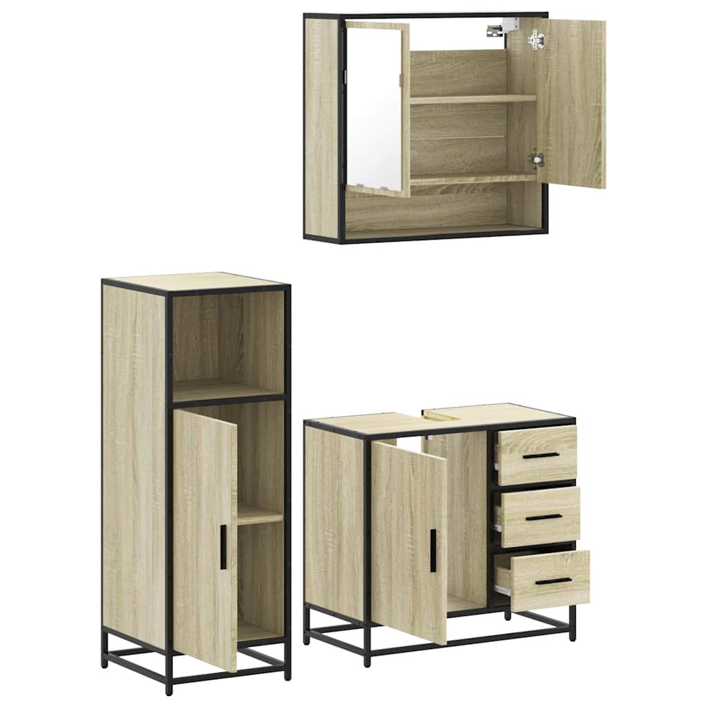 vidaXL Ensemble de meubles de salle de bain 3 pcs Chêne Sonoma Aggloméré