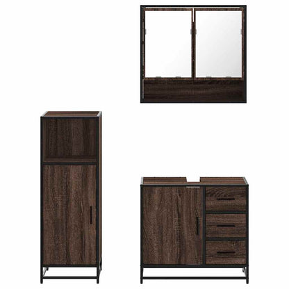 vidaXL 3-tlg. Badmöbel-Set Braun Eichen-Optik Holzwerkstoff