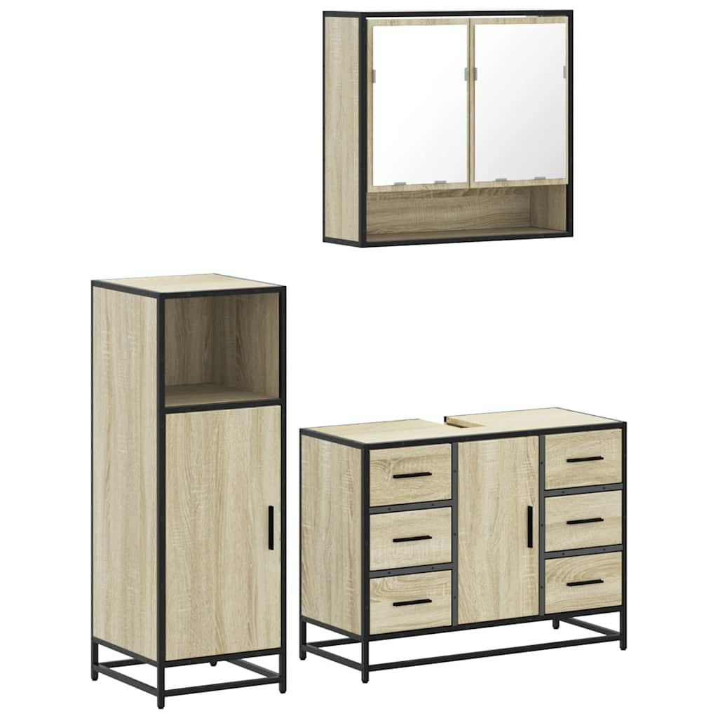 vidaXL Ensemble de meubles de salle de bain 3 pcs Chêne Sonoma Aggloméré