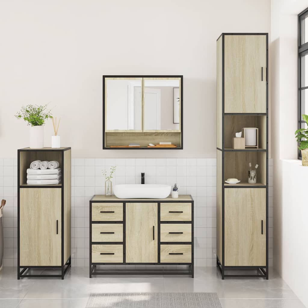 vidaXL Ensemble de meubles de salle de bain 3 pcs Chêne Sonoma Aggloméré