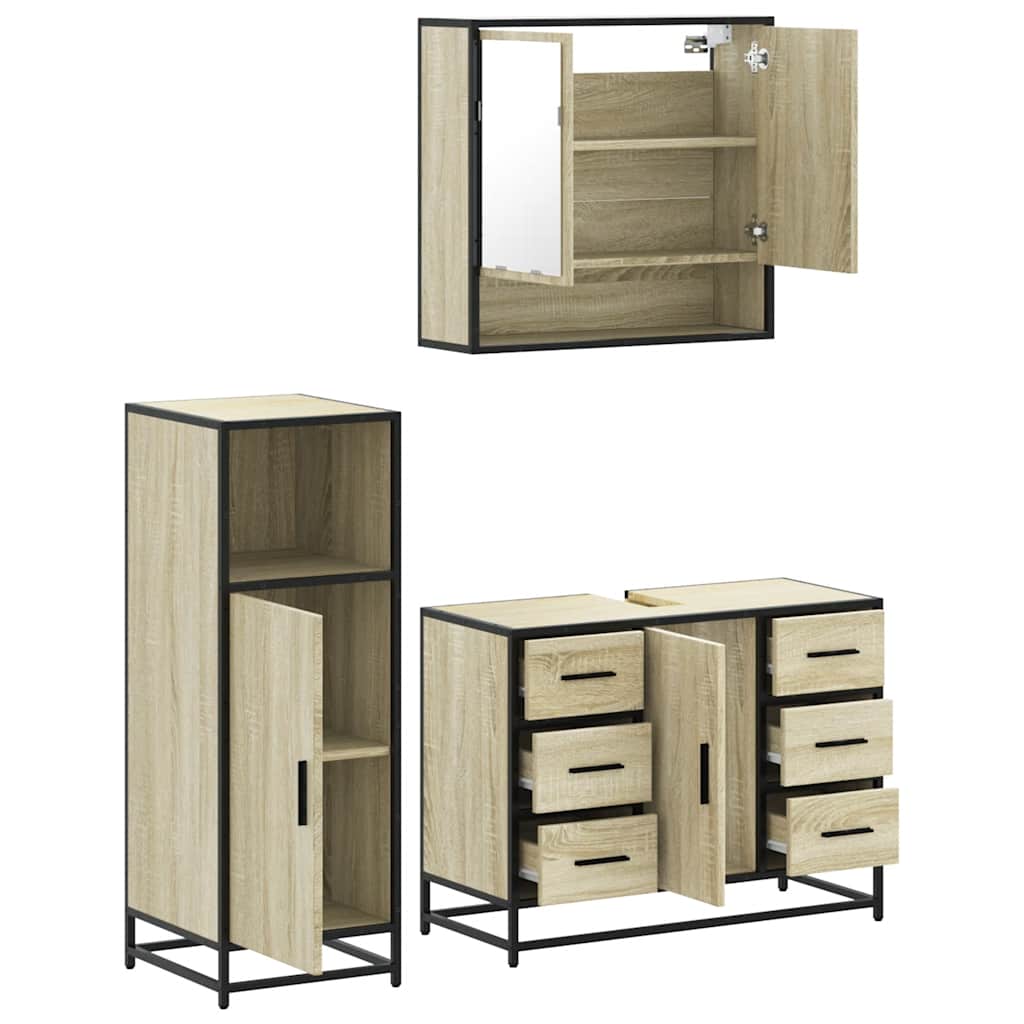 vidaXL Ensemble de meubles de salle de bain 3 pcs Chêne Sonoma Aggloméré