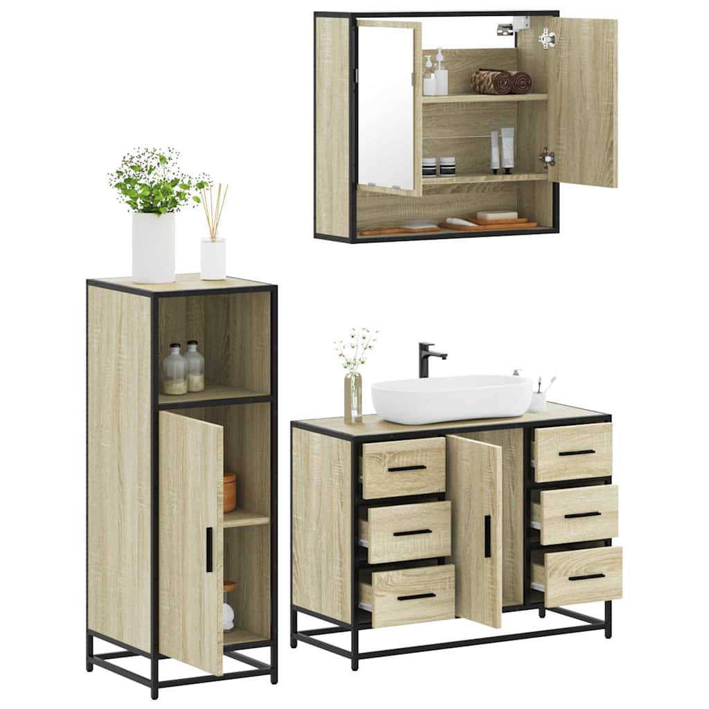 vidaXL Ensemble de meubles de salle de bain 3 pcs Chêne Sonoma Aggloméré