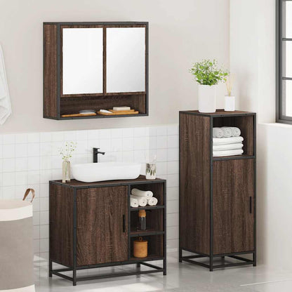 vidaXL 3-tlg. Badmöbel-Set Braun Eichen-Optik Holzwerkstoff
