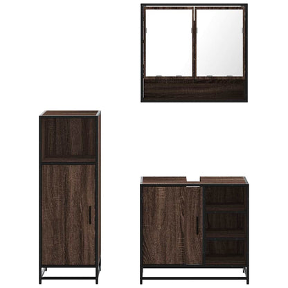 vidaXL 3-tlg. Badmöbel-Set Braun Eichen-Optik Holzwerkstoff