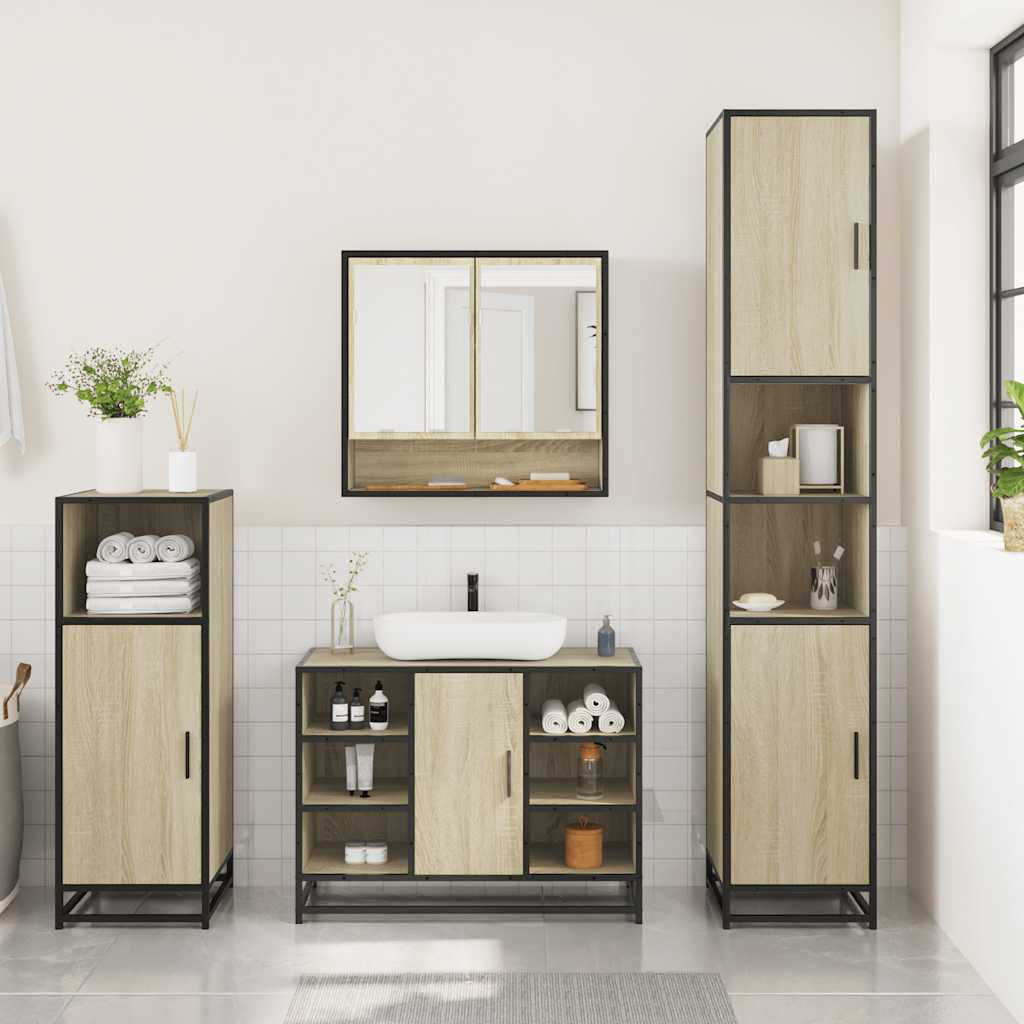 vidaXL Ensemble de meubles de salle de bain 3 pcs Chêne Sonoma Aggloméré