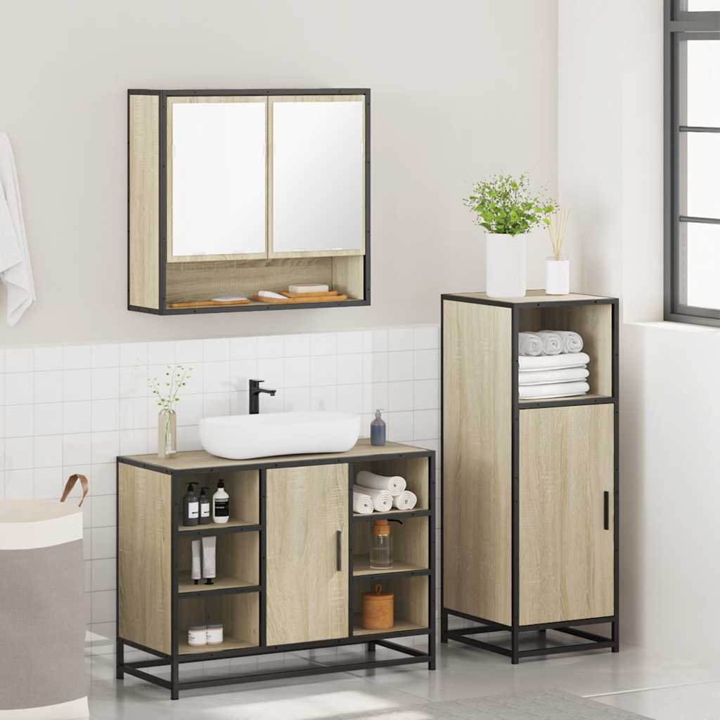vidaXL Ensemble de meubles de salle de bain 3 pcs Chêne Sonoma Aggloméré