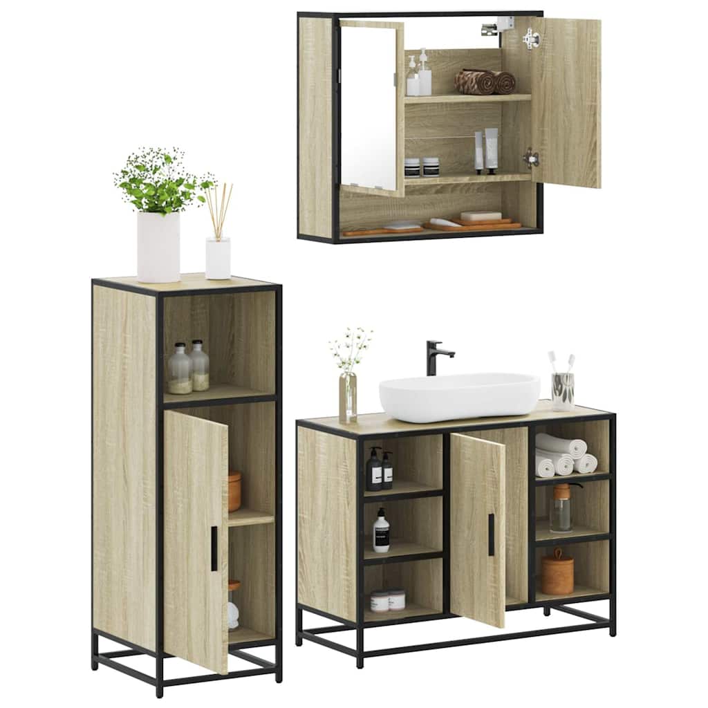 vidaXL Ensemble de meubles de salle de bain 3 pcs Chêne Sonoma Aggloméré
