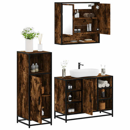 vidaXL 3-tlg. Badmöbel-Set Räuchereiche Holzwerkstoff