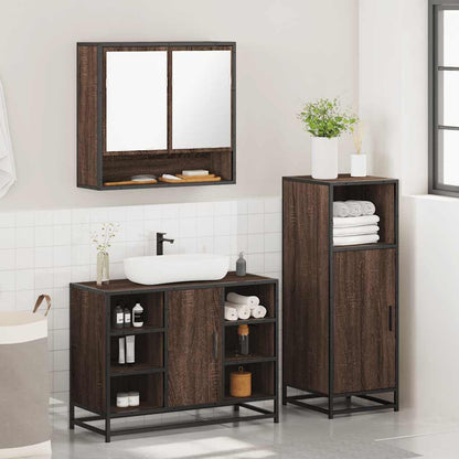 vidaXL 3-tlg. Badmöbel-Set Braun Eichen-Optik Holzwerkstoff