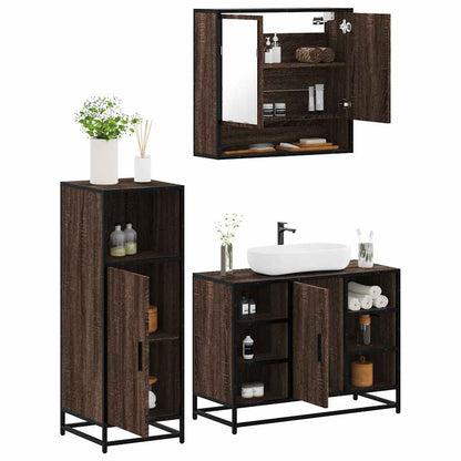 vidaXL 3-tlg. Badmöbel-Set Braun Eichen-Optik Holzwerkstoff