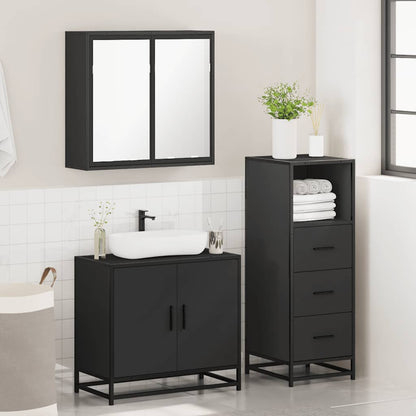 vidaXL Ensemble de meubles de salle de bain 3 pcs Noir Bois d'ingénierie