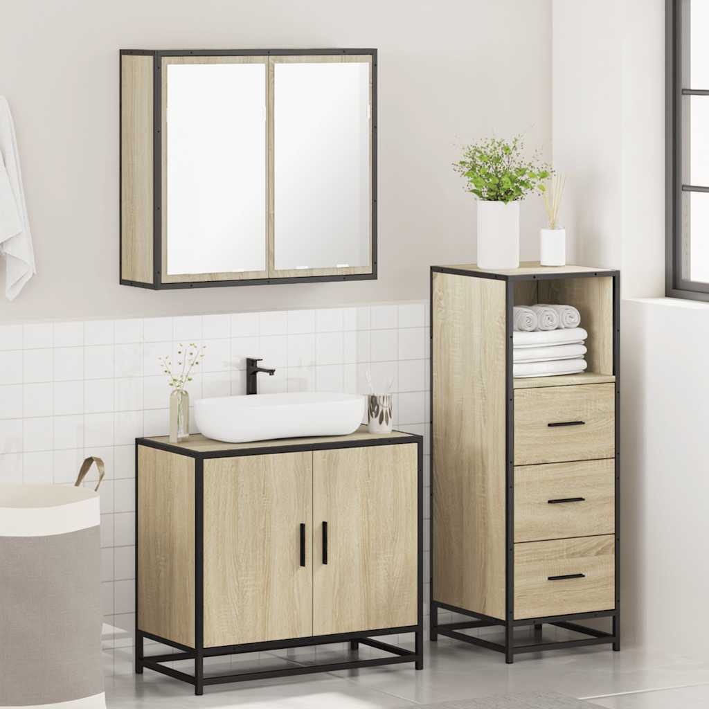 vidaXL Ensemble de meubles de salle de bain 3 pcs Chêne Sonoma Aggloméré