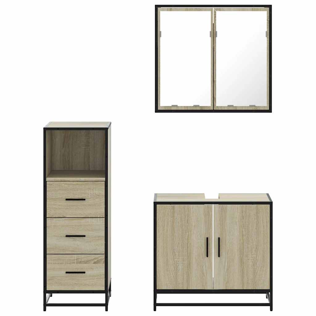 vidaXL Ensemble de meubles de salle de bain 3 pcs Chêne Sonoma Aggloméré