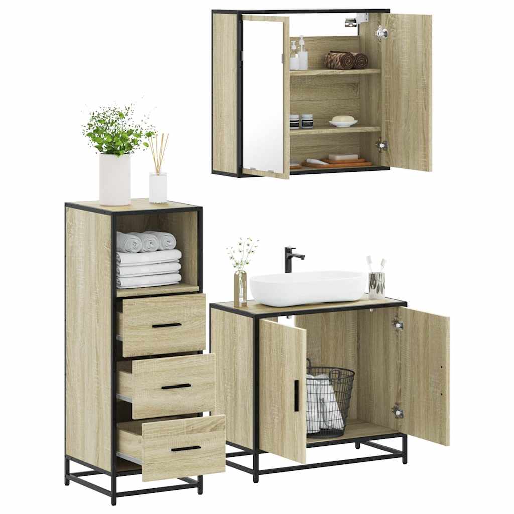 vidaXL Ensemble de meubles de salle de bain 3 pcs Chêne Sonoma Aggloméré