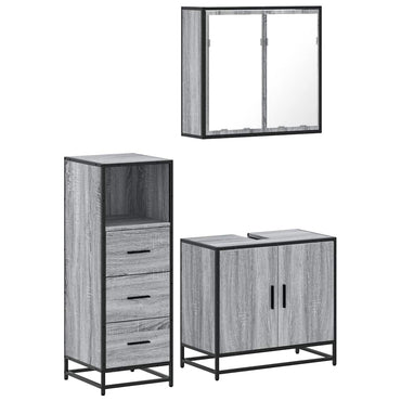vidaXL Ensemble de meubles de salle de bain 3 pcs Gris Aggloméré Sonoma