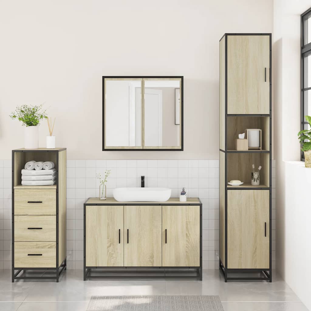 vidaXL Ensemble de meubles de salle de bain 3 pcs Chêne Sonoma Aggloméré