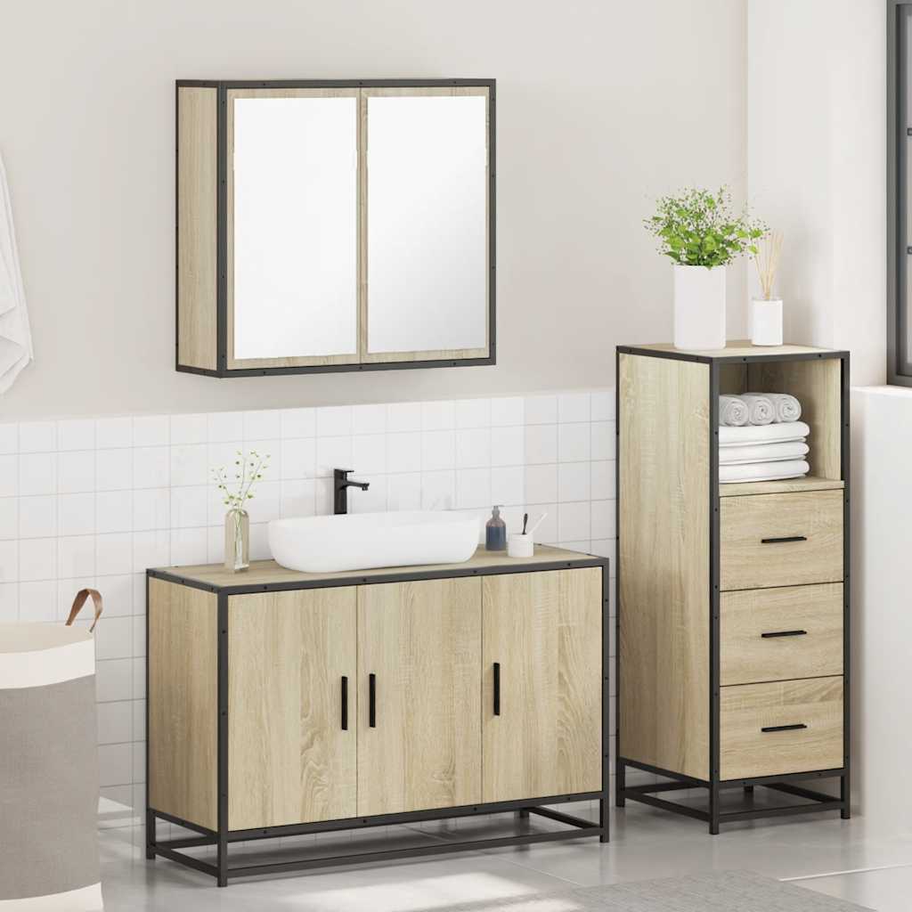 vidaXL Ensemble de meubles de salle de bain 3 pcs Chêne Sonoma Aggloméré