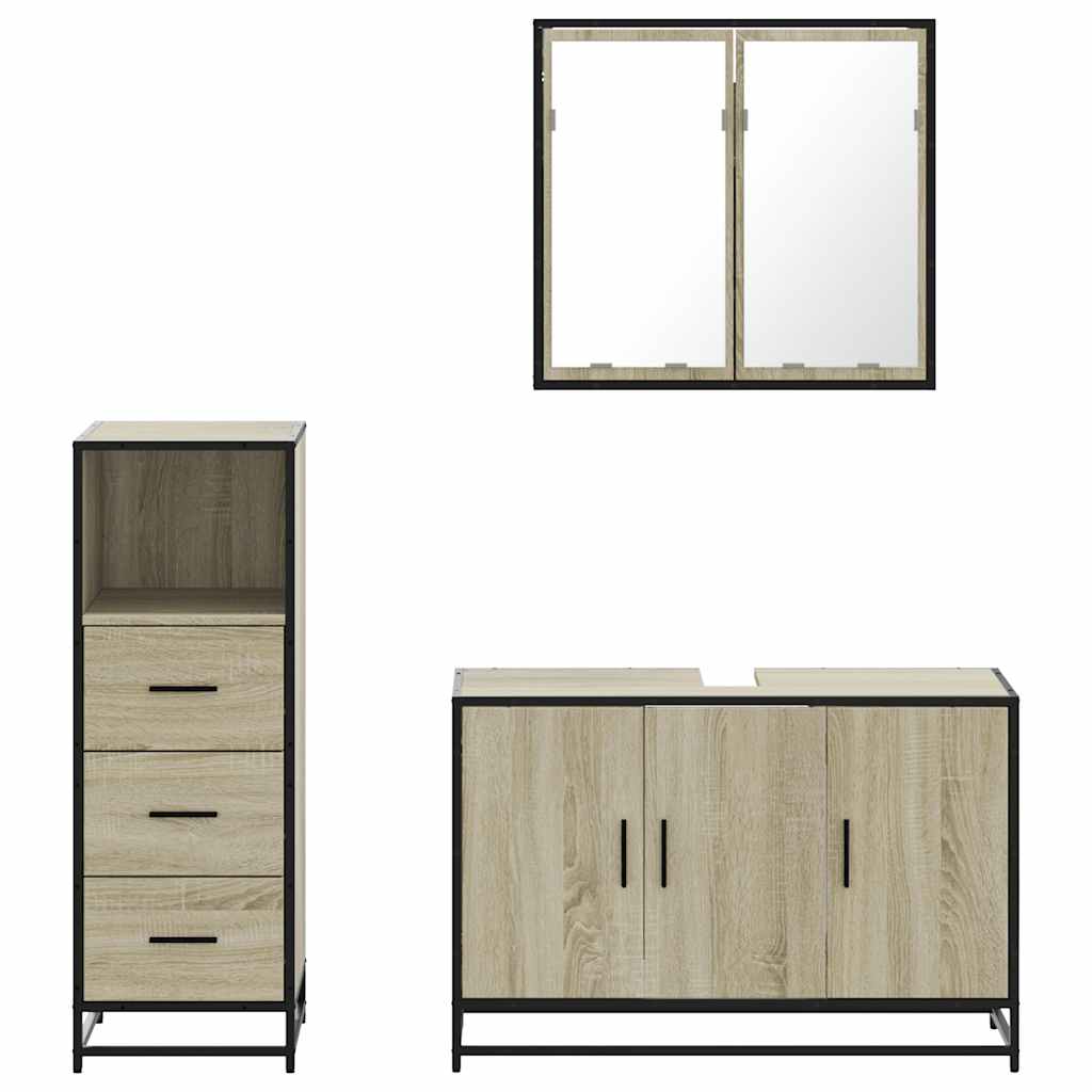 vidaXL Ensemble de meubles de salle de bain 3 pcs Chêne Sonoma Aggloméré