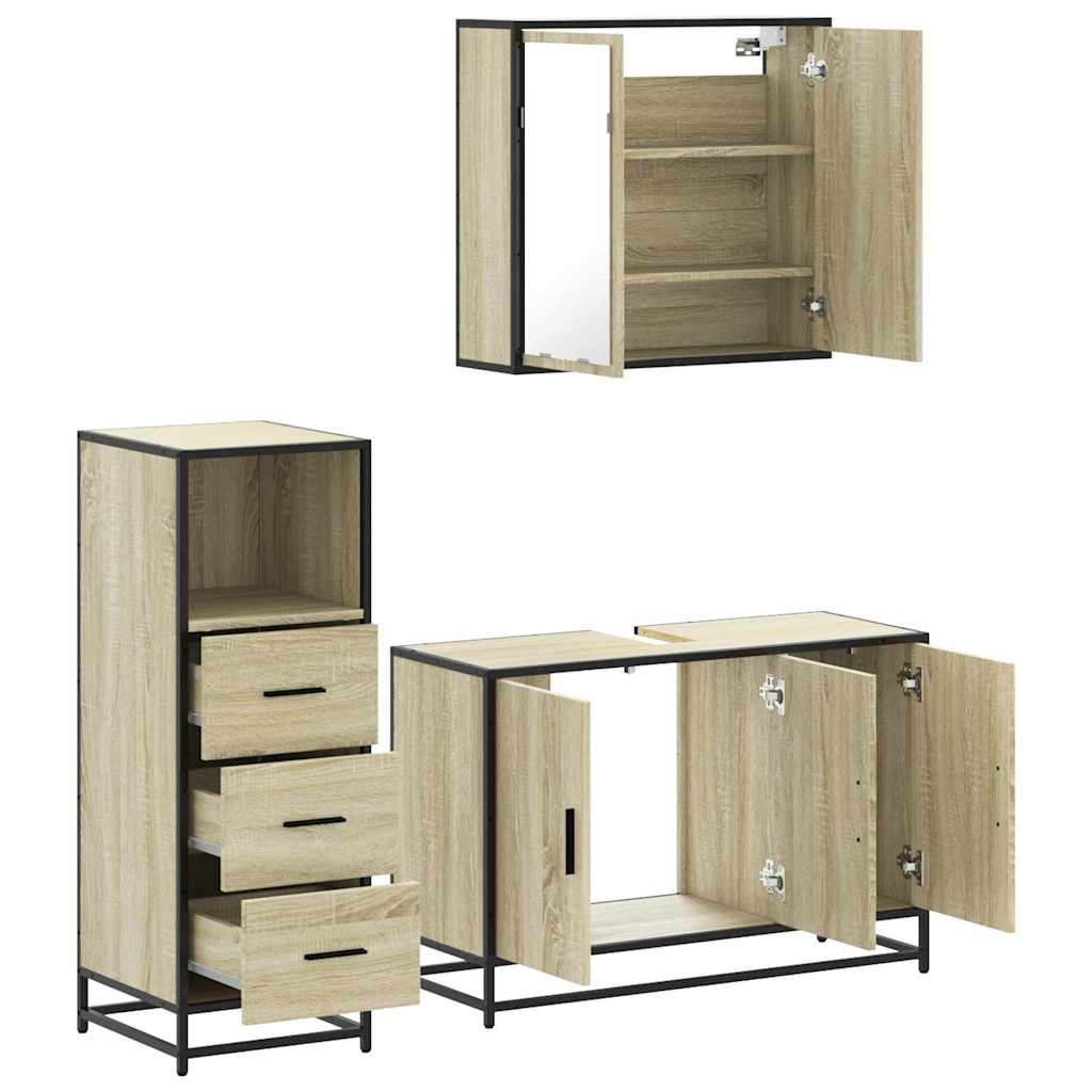 vidaXL Ensemble de meubles de salle de bain 3 pcs Chêne Sonoma Aggloméré