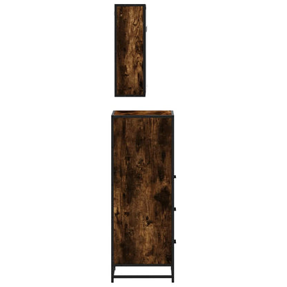 vidaXL 3-tlg. Badmöbel-Set Räuchereiche Holzwerkstoff