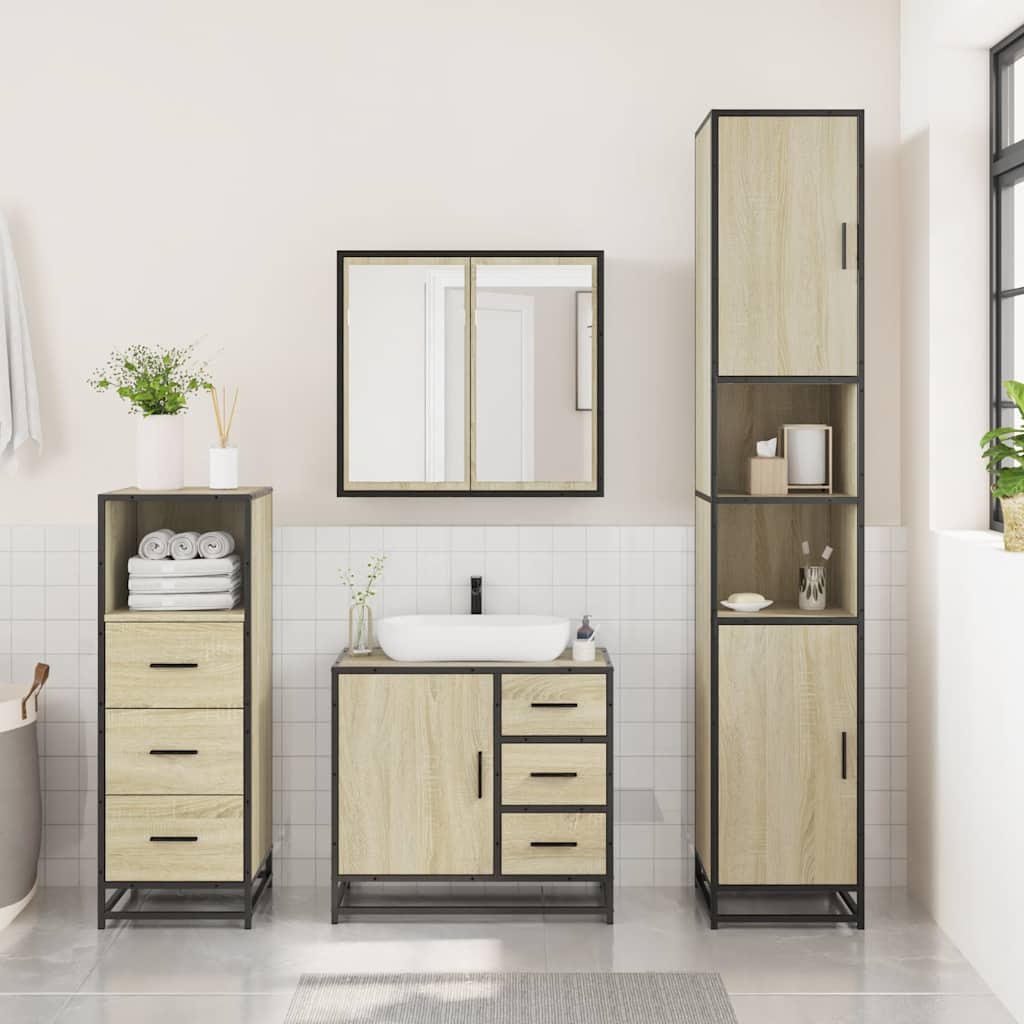vidaXL Ensemble de meubles de salle de bain 3 pcs Chêne Sonoma Aggloméré