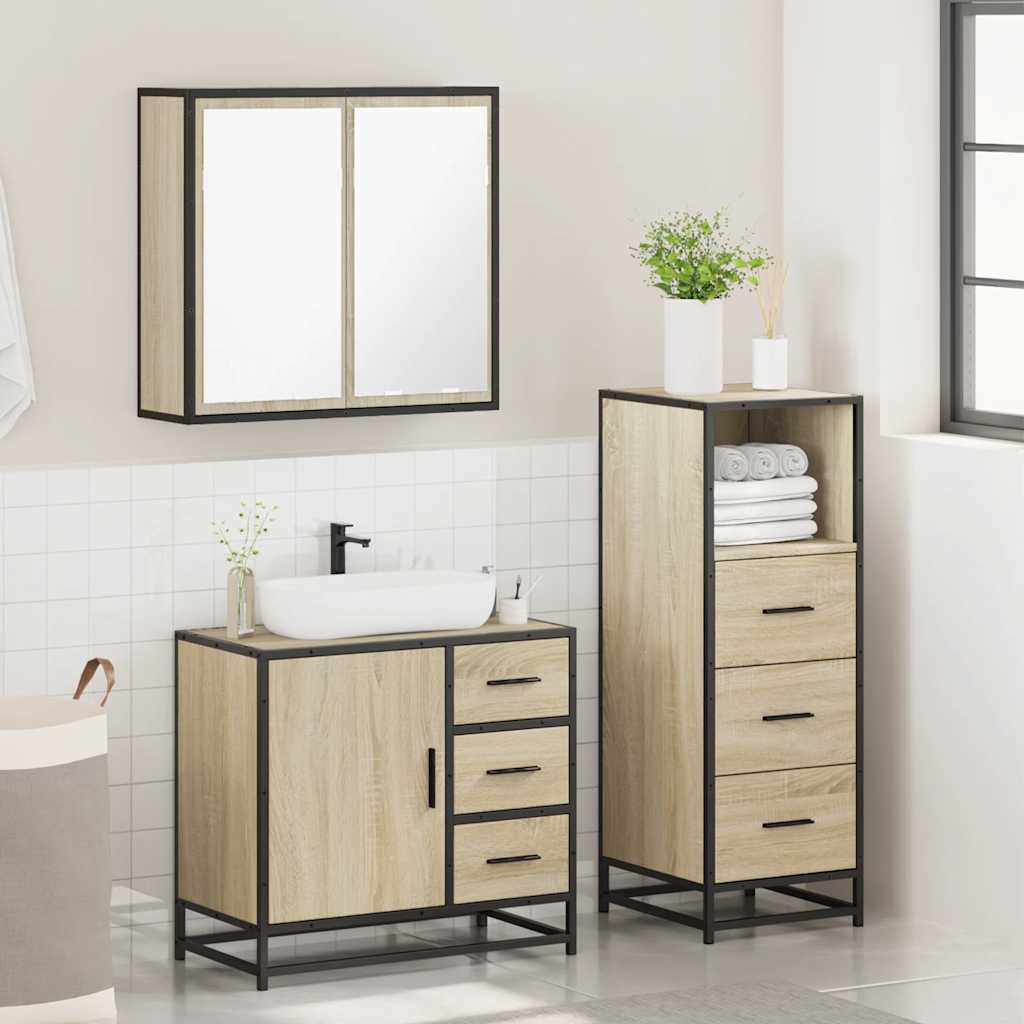 vidaXL Ensemble de meubles de salle de bain 3 pcs Chêne Sonoma Aggloméré