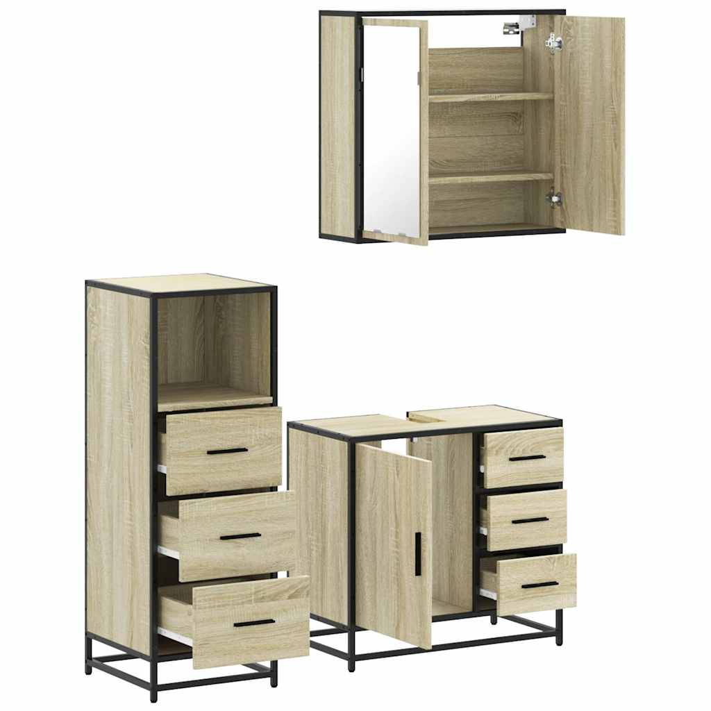 vidaXL Ensemble de meubles de salle de bain 3 pcs Chêne Sonoma Aggloméré