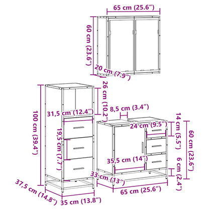 vidaXL Ensemble de meubles de salle de bain 3 pcs Chêne Sonoma Aggloméré