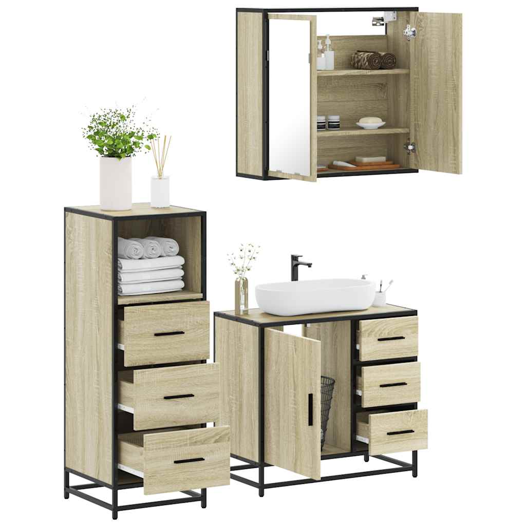 vidaXL Ensemble de meubles de salle de bain 3 pcs Chêne Sonoma Aggloméré