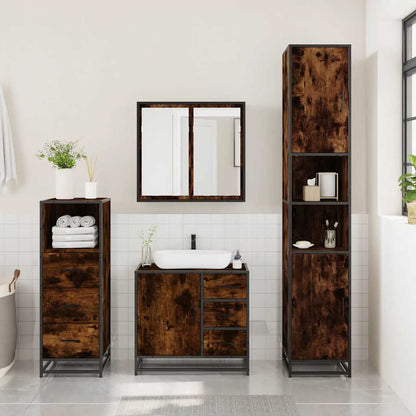 vidaXL Ensemble de meubles de salle de bain 3 pièces Chêne fumé Bois d'ingénierie