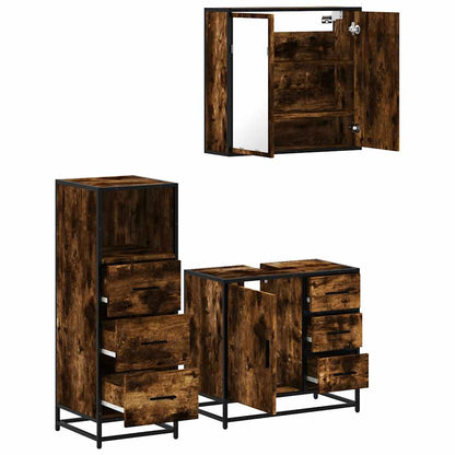 vidaXL Ensemble de meubles de salle de bain 3 pièces Chêne fumé Bois d'ingénierie