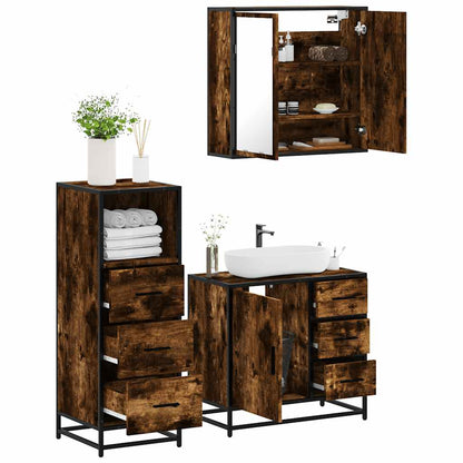 vidaXL Ensemble de meubles de salle de bain 3 pièces Chêne fumé Bois d'ingénierie