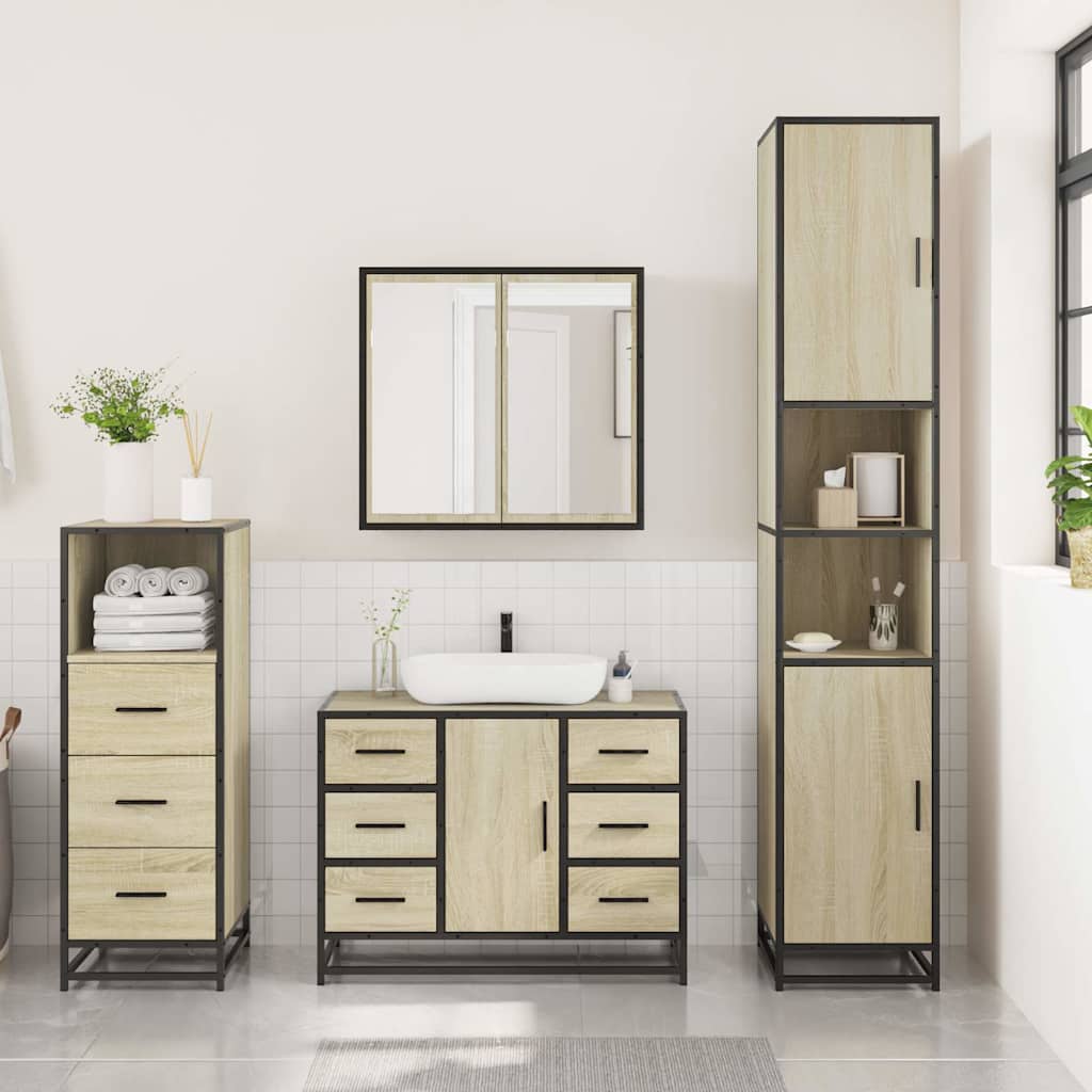 vidaXL Ensemble de meubles de salle de bain 3 pcs Chêne Sonoma Aggloméré