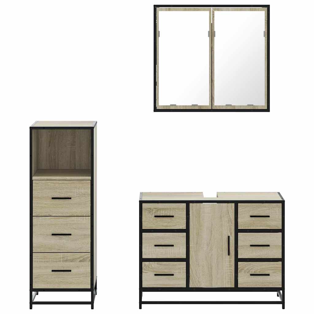 vidaXL Ensemble de meubles de salle de bain 3 pcs Chêne Sonoma Aggloméré