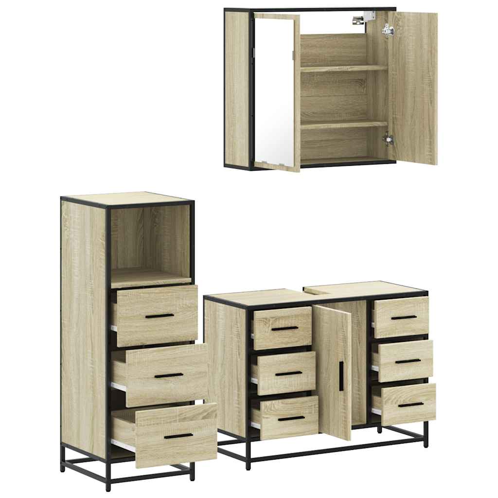 vidaXL Ensemble de meubles de salle de bain 3 pcs Chêne Sonoma Aggloméré