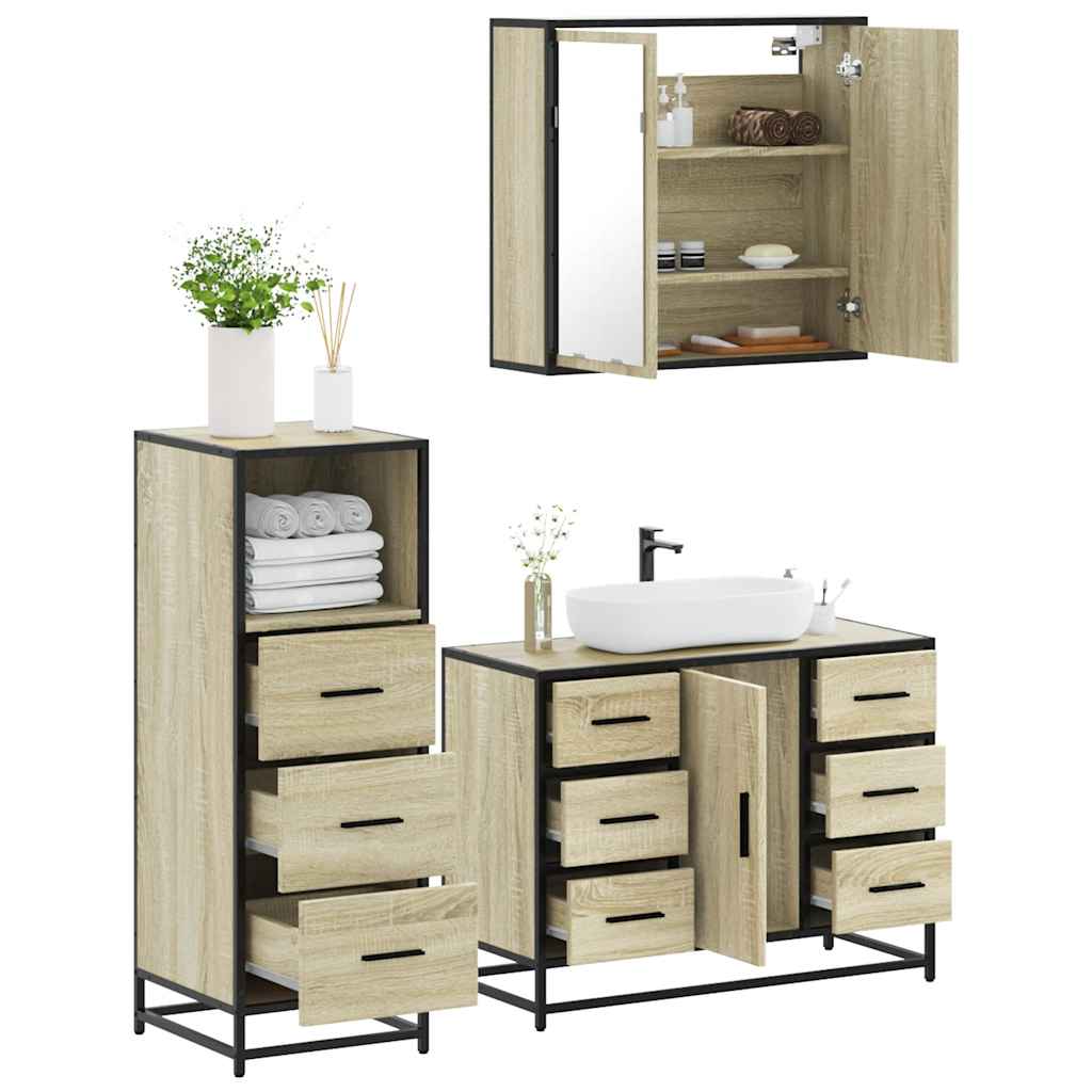 vidaXL Ensemble de meubles de salle de bain 3 pcs Chêne Sonoma Aggloméré