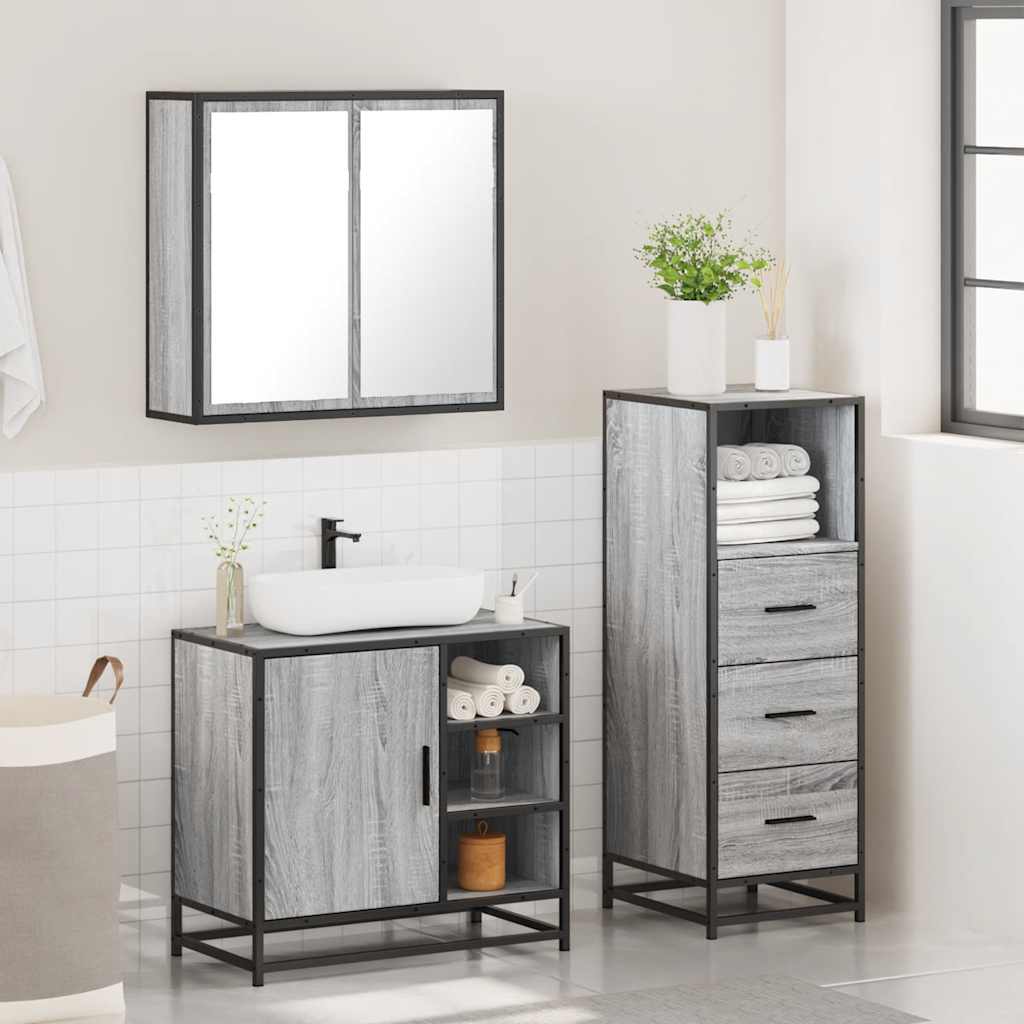 vidaXL Ensemble de meubles de salle de bain 3 pcs Gris Aggloméré Sonoma