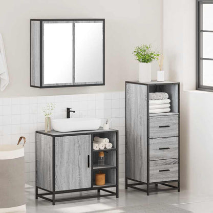 vidaXL Ensemble de meubles de salle de bain 3 pcs Gris Aggloméré Sonoma