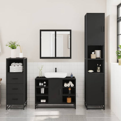 vidaXL Ensemble de meubles de salle de bain 3 pcs Noir Bois d'ingénierie