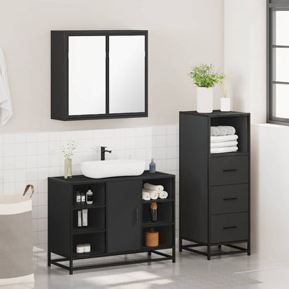 vidaXL Ensemble de meubles de salle de bain 3 pcs Noir Bois d'ingénierie