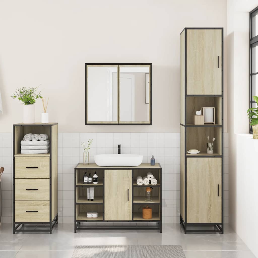 vidaXL Ensemble de meubles de salle de bain 3 pcs Chêne Sonoma Aggloméré