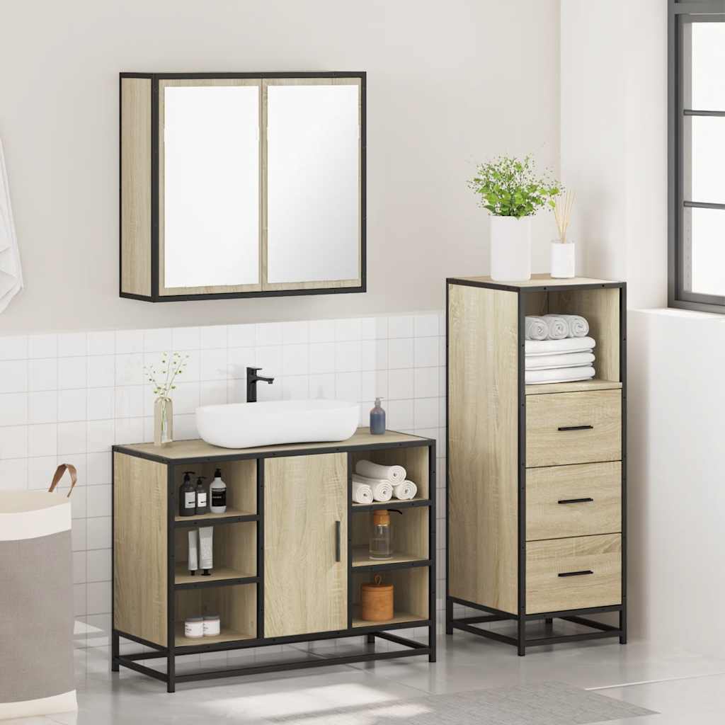 vidaXL Ensemble de meubles de salle de bain 3 pcs Chêne Sonoma Aggloméré