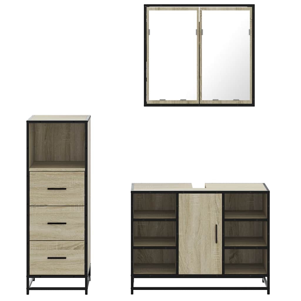 vidaXL Ensemble de meubles de salle de bain 3 pcs Chêne Sonoma Aggloméré
