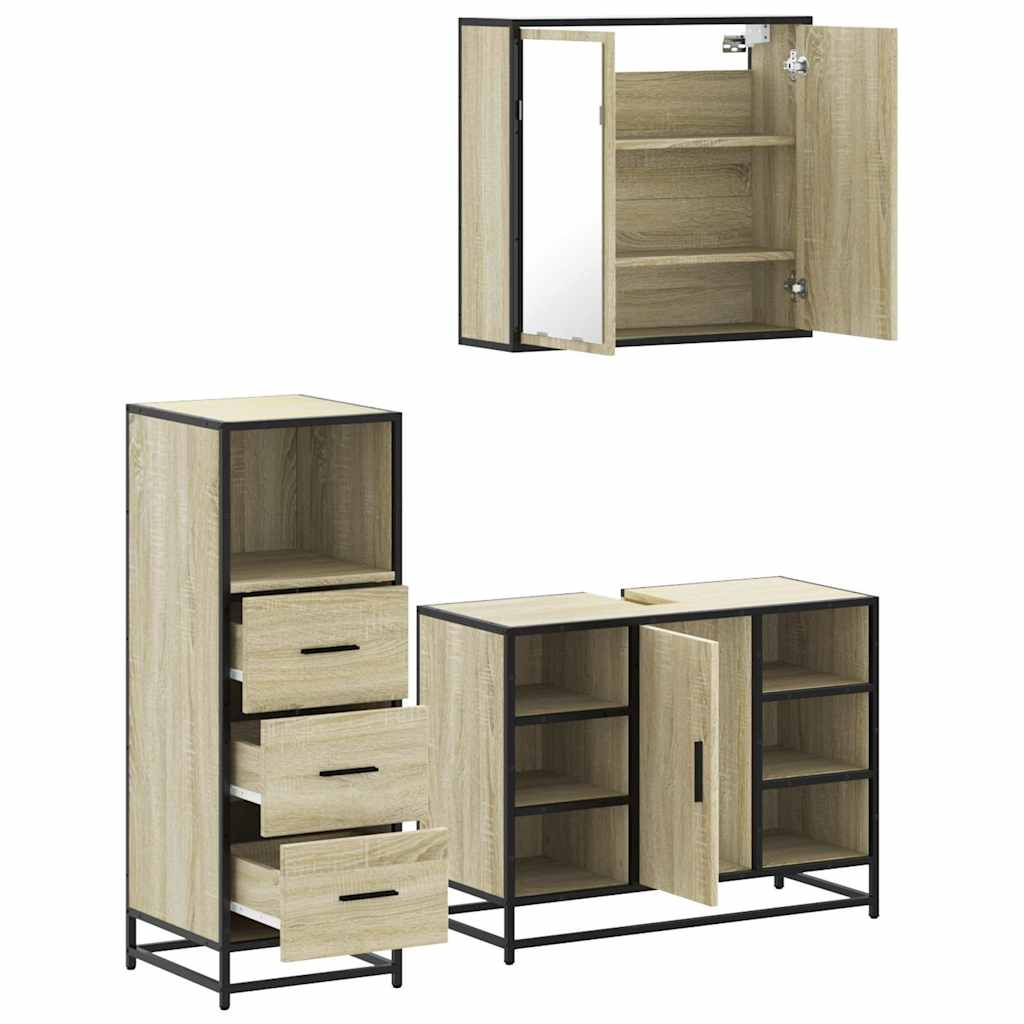 vidaXL Ensemble de meubles de salle de bain 3 pcs Chêne Sonoma Aggloméré