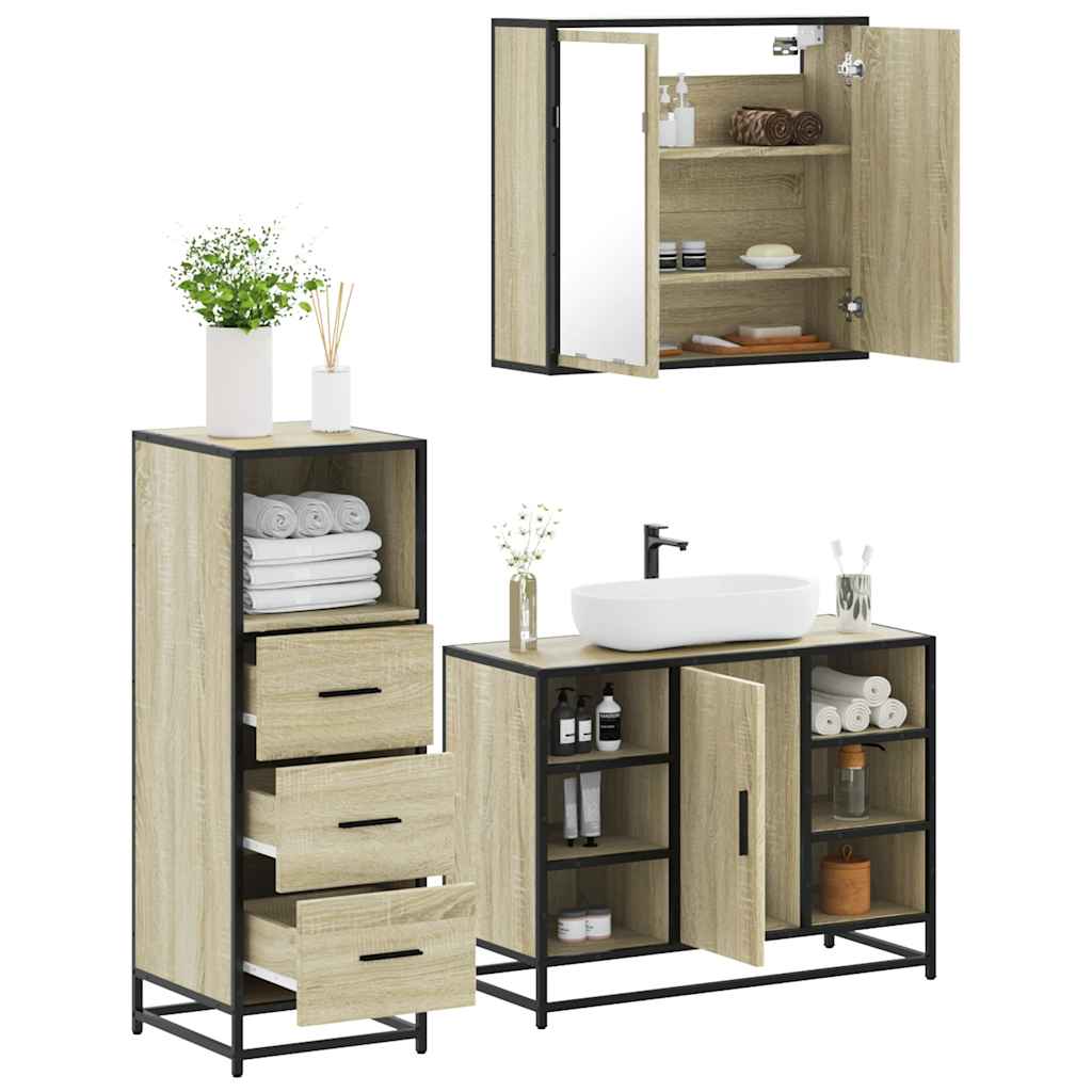 vidaXL Ensemble de meubles de salle de bain 3 pcs Chêne Sonoma Aggloméré